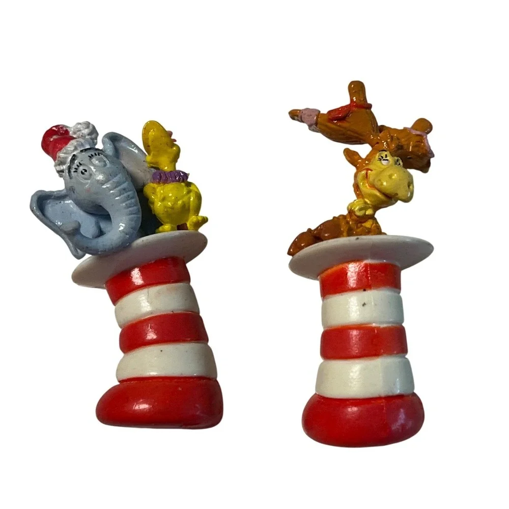 Dr Seuss Christmas Ornament Set 4pc Grinch Horton Cat in the‎ Hat Stocking Mini